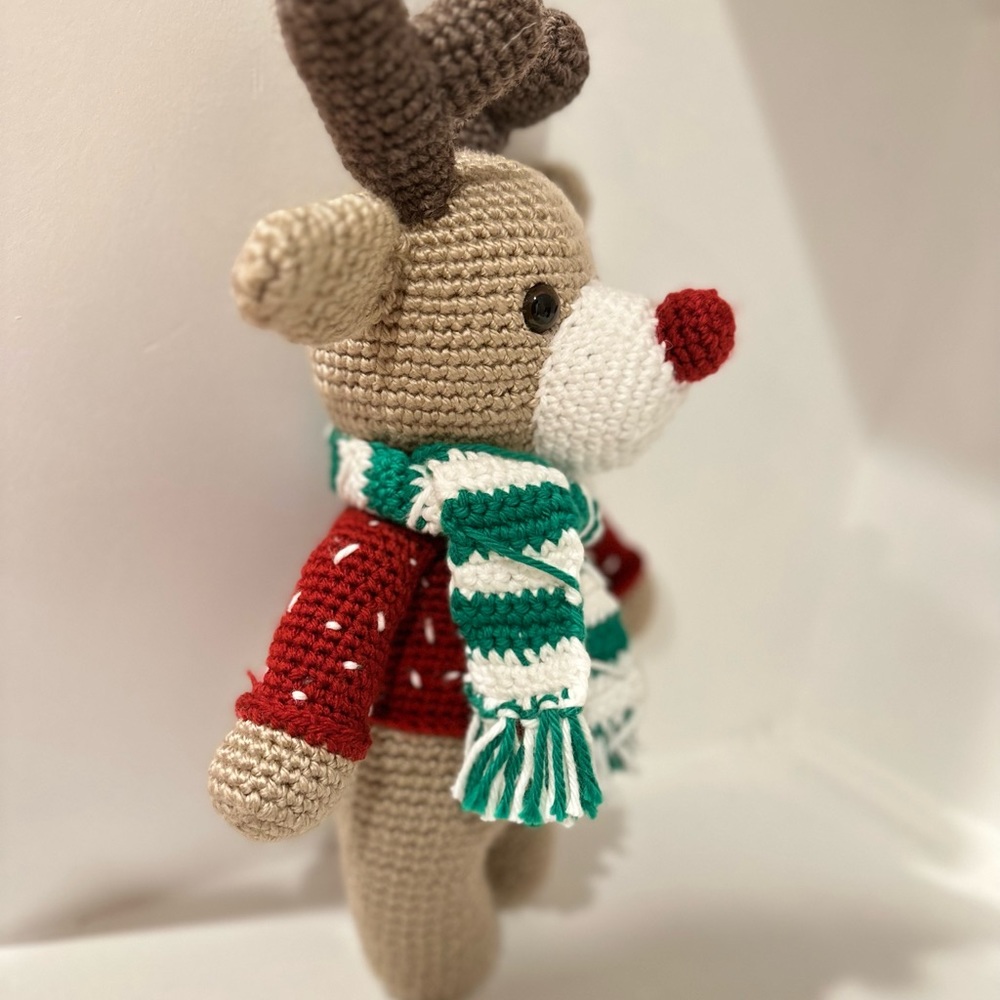 AMIGURUMI Handmade RUDOLPH REINDEER Tan/Brown - Picture 2 of 9
